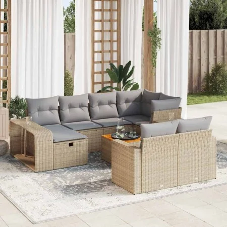 Gartensofa-Set 11-teilig mit beigen Polstern aus synthetischem Rattan von , Gartensets - Ref: Foro24-3326083, Preis: 634,33 €...