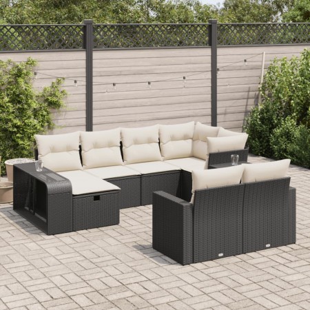Set de sofás de jardín y cojines 10 pzas ratán sintético negro by , Garden sets - Ref: Foro24-3326060, Price: 539,14 €, Disco...