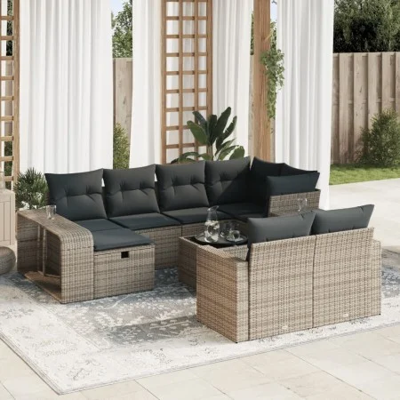 Garden sofa set 11 pieces and gray synthetic rattan cushions by , Garden sets - Ref: Foro24-3326074, Price: 611,47 €, Discoun...