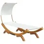 Sun lounger with cream curved solid wood canopy 100x200x126 cm by vidaXL, Outdoor beds - Ref: Foro24-313945, Price: 141,68 €,...
