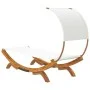 Sun lounger with cream curved solid wood canopy 100x200x126 cm by vidaXL, Outdoor beds - Ref: Foro24-313945, Price: 141,68 €,...
