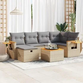 Garden set with 7 pieces of sofas and beige synthetic rattan cushions. by , Garden sets - Ref: Foro24-3325979, Price: 441,20 ...