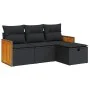 4-piece garden sofa set with black synthetic rattan cushions by , Garden sets - Ref: Foro24-3326003, Price: 263,95 €, Discoun...