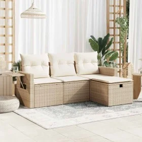 Garden sofa set with 4-piece synthetic rattan beige cushions by , Garden sets - Ref: Foro24-3325454, Price: 323,20 €, Discoun...