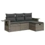 Garden sofa set 4 pieces with gray synthetic rattan cushions by , Garden sets - Ref: Foro24-3325456, Price: 264,20 €, Discoun...