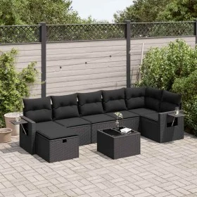 Garden sofa set with 8 pieces of black synthetic rattan and cushions. by , Garden sets - Ref: Foro24-3325511, Price: 536,93 €...