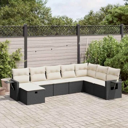 Garden sofa set with 8 pieces of black synthetic rattan and cushions. by , Garden sets - Ref: Foro24-3325532, Price: 473,36 €...