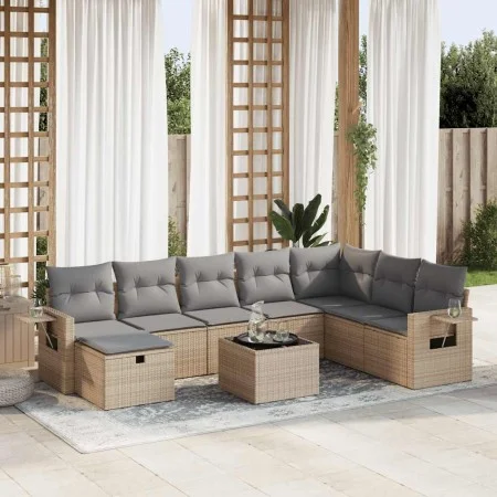 Gartensofa-Set mit 9-teiligen Kissen aus synthetischem Rattan in Beige. von , Gartensets - Ref: Foro24-3325545, Preis: 559,83...