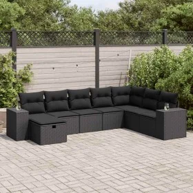 Gartensofa-Set und Kissen, 8-teilig, aus schwarzem Kunststoff-Rattan. von , Gartensets - Ref: Foro24-3325731, Preis: 520,86 €...