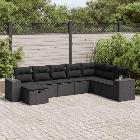 Garden sofa set with 8 pieces of black synthetic rattan and cushions. by , Garden sets - Ref: Foro24-3325731, Price: 520,86 €...
