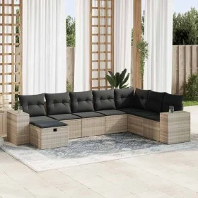 Garden sofa set 8 pieces and gray synthetic rattan cushions by , Garden sets - Ref: Foro24-3325738, Price: 570,91 €, Discount: %