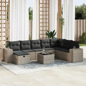 Garden sofa set with 9-piece synthetic rattan gray cushions by , Garden sets - Ref: Foro24-3325746, Price: 553,09 €, Discount: %