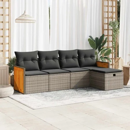 Garden sofa set with 5-piece synthetic rattan gray cushions by , Garden sets - Ref: Foro24-3326015, Price: 324,85 €, Discount: %