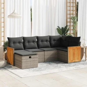 6-piece garden furniture set with gray synthetic rattan cushions by , Garden sets - Ref: Foro24-3326029, Price: 396,69 €, Dis...