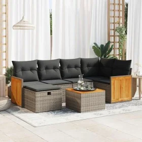 7-piece garden sofa set with gray synthetic rattan cushions by , Garden sets - Ref: Foro24-3326036, Price: 436,56 €, Discount: %
