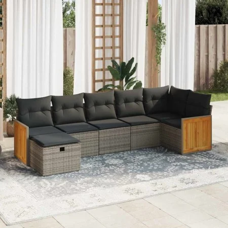 7-piece garden sofa set with gray synthetic rattan cushions by , Garden sets - Ref: Foro24-3326043, Price: 451,56 €, Discount: %