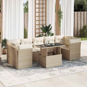 Garden sofa set with 8 pieces of synthetic beige rattan and cushions. by , Garden sets - Ref: Foro24-3326119, Price: 576,81 €...