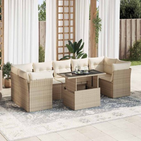 Gartensofa-Set und Kissen, 8-teilig, aus synthetischem Rattan in Beige. von , Gartensets - Ref: Foro24-3326119, Preis: 576,57...