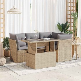 Juego de sofás jardín con cojines 5 pzas ratán sintético beige de , Conjuntos de jardín - Ref: Foro24-3326150, Precio: 393,93...