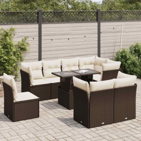 Garden sofa set 9 pieces and brown synthetic rattan cushions by , Garden sets - Ref: Foro24-3326184, Price: 656,82 €, Discoun...