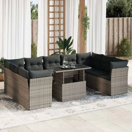Garden sofa set with 10 pieces of synthetic gray rattan cushions by , Garden sets - Ref: Foro24-3326221, Price: 635,77 €, Dis...