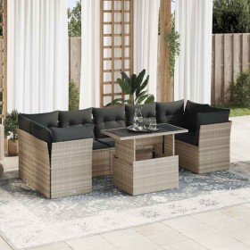 Set of 10-piece garden sofas with light gray synthetic rattan cushions by , Garden sets - Ref: Foro24-3326223, Price: 772,17 ...