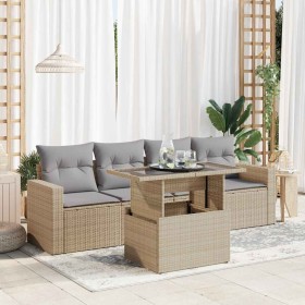 Garden sofa set with 5-piece synthetic rattan beige cushions by , Garden sets - Ref: Foro24-3326240, Price: 402,30 €, Discoun...