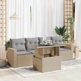 Garden sofa set with 5-piece synthetic rattan beige cushions by , Garden sets - Ref: Foro24-3326240, Price: 393,96 €, Discoun...