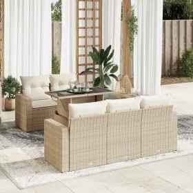 Garden sofa set with 6-piece synthetic rattan beige cushions by , Garden sets - Ref: Foro24-3326249, Price: 518,27 €, Discoun...