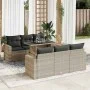 7-piece garden sofa set with light gray PE rattan cushions by , Garden sets - Ref: Foro24-3326263, Price: 559,43 €, Discount: %