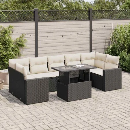 Garden sofa set with 8 pieces of black synthetic rattan and cushions. by , Garden sets - Ref: Foro24-3326277, Price: 537,81 €...