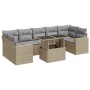 Garden sofa set with 8 pieces of synthetic beige rattan and cushions. by , Garden sets - Ref: Foro24-3326280, Price: 587,30 €...