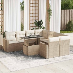Set de sofás de jardín con cojines 9 pzas ratán sintético beige de , Conjuntos de jardín - Ref: Foro24-3326289, Precio: 706,2...