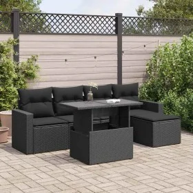 6-piece garden sofa set with black synthetic rattan cushions by , Garden sets - Ref: Foro24-3326296, Price: 441,55 €, Discoun...