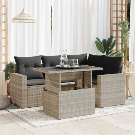 Set de sofás jardín y cojines 5 pzas ratán sintético gris claro de , Conjuntos de jardín - Ref: Foro24-3326313, Precio: 416,3...