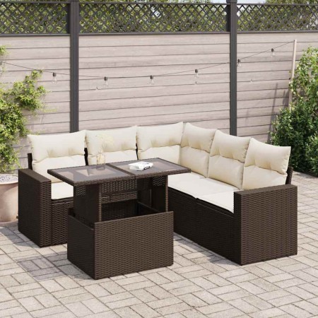Set of 6 garden sofas and brown synthetic rattan cushions by , Garden sets - Ref: Foro24-3326324, Price: 464,95 €, Discount: %