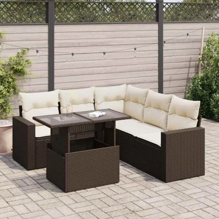 Set of 6 garden sofas and brown synthetic rattan cushions by , Garden sets - Ref: Foro24-3326324, Price: 459,93 €, Discount: %