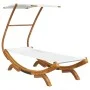 Sun lounger with cream curved solid wood canopy 100x190x134 cm by vidaXL, Outdoor beds - Ref: Foro24-313943, Price: 183,64 €,...