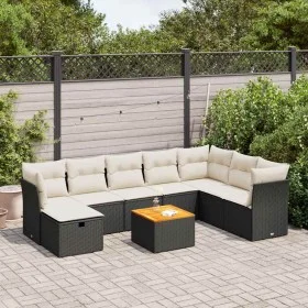 Garden sofa set with 9-piece black synthetic rattan cushions by , Garden sets - Ref: Foro24-3325773, Price: 506,55 €, Discoun...