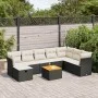 Garden sofa set with 9-piece black synthetic rattan cushions by , Garden sets - Ref: Foro24-3325773, Price: 506,55 €, Discoun...