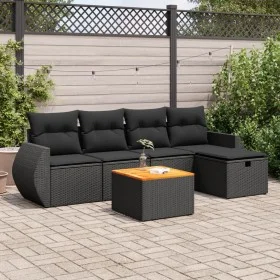 6-piece garden sofa set with black synthetic rattan cushions by , Garden sets - Ref: Foro24-3325835, Price: 367,69 €, Discoun...