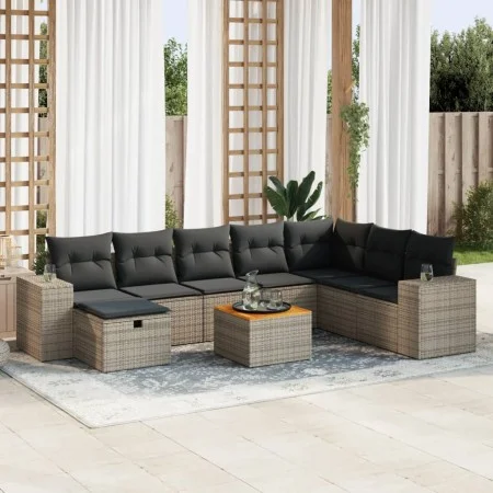 Garden sofa set with 9-piece synthetic rattan gray cushions by , Garden sets - Ref: Foro24-3325889, Price: 548,71 €, Discount: %