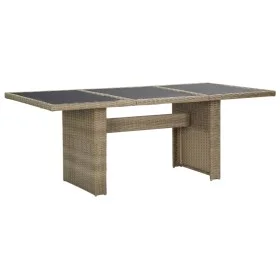 Dining table garden glass and brown PE rattan 200x100x74 cm by vidaXL, Garden tables - Ref: Foro24-310141, Price: 185,02 €, D...