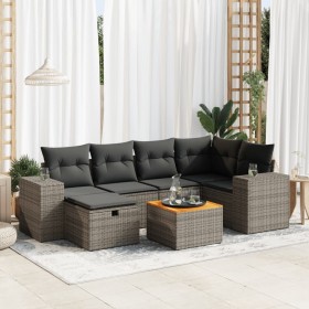 7-piece garden sofa set with gray synthetic rattan cushions by , Garden sets - Ref: Foro24-3325875, Price: 461,37 €, Discount: %