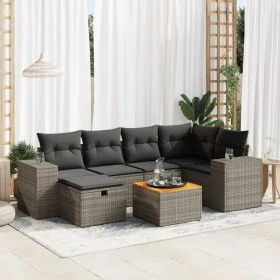 7-piece garden sofa set with gray synthetic rattan cushions by , Garden sets - Ref: Foro24-3325875, Price: 440,90 €, Discount: %