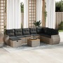 Set de sofás de jardín con cojines 9 pzas ratán sintético gris