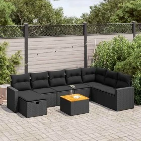 Garden sofa set with 9-piece black synthetic rattan cushions by , Garden sets - Ref: Foro24-3325800, Price: 548,98 €, Discoun...