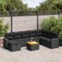 Garden sofa set with 9-piece black synthetic rattan cushions by , Garden sets - Ref: Foro24-3325800, Price: 564,53 €, Discoun...