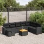 Garden sofa set with 9-piece black synthetic rattan cushions by , Garden sets - Ref: Foro24-3325800, Price: 548,98 €, Discoun...