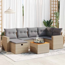 Garden set with 7 pieces of sofas and beige synthetic rattan cushions. by , Garden sets - Ref: Foro24-3325790, Price: 477,09 ...